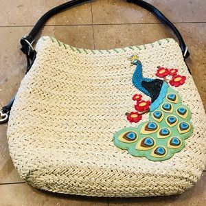 Brighton Straw & Leather Peacock Tote